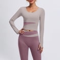 thumbnail image 4 of Pilates Outfits Workout Sets for Women Two-Piece Set Long Sleeve Yoga Seamless Workout Outfit Made From Soft Stretchy and Breathable Fabric for Running Gym Fitness Comfortable, 4 of 5