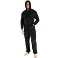 thumbnail image 3 of SWSMCLT Men's Hooded Onesie Pajama Warm Fuzzy Fleece Comfy Thick Zip Up Long Sleeve Onesies Sleepwear Soft Winter Black Large, 3 of 4