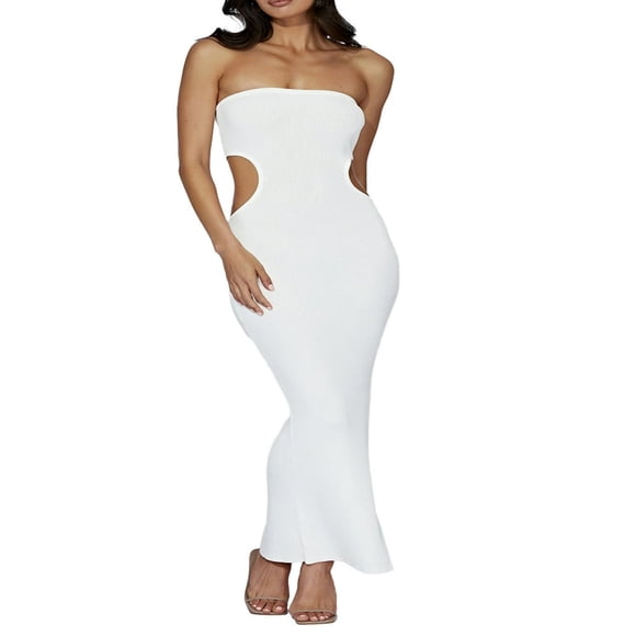 Strapless Sleeveless Cutout Knit Dress for Women