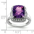 thumbnail image 2 of Primal Silver Sterling Silver Rhodium Diamond and Checker-Cut Amethyst Ring, 2 of 4