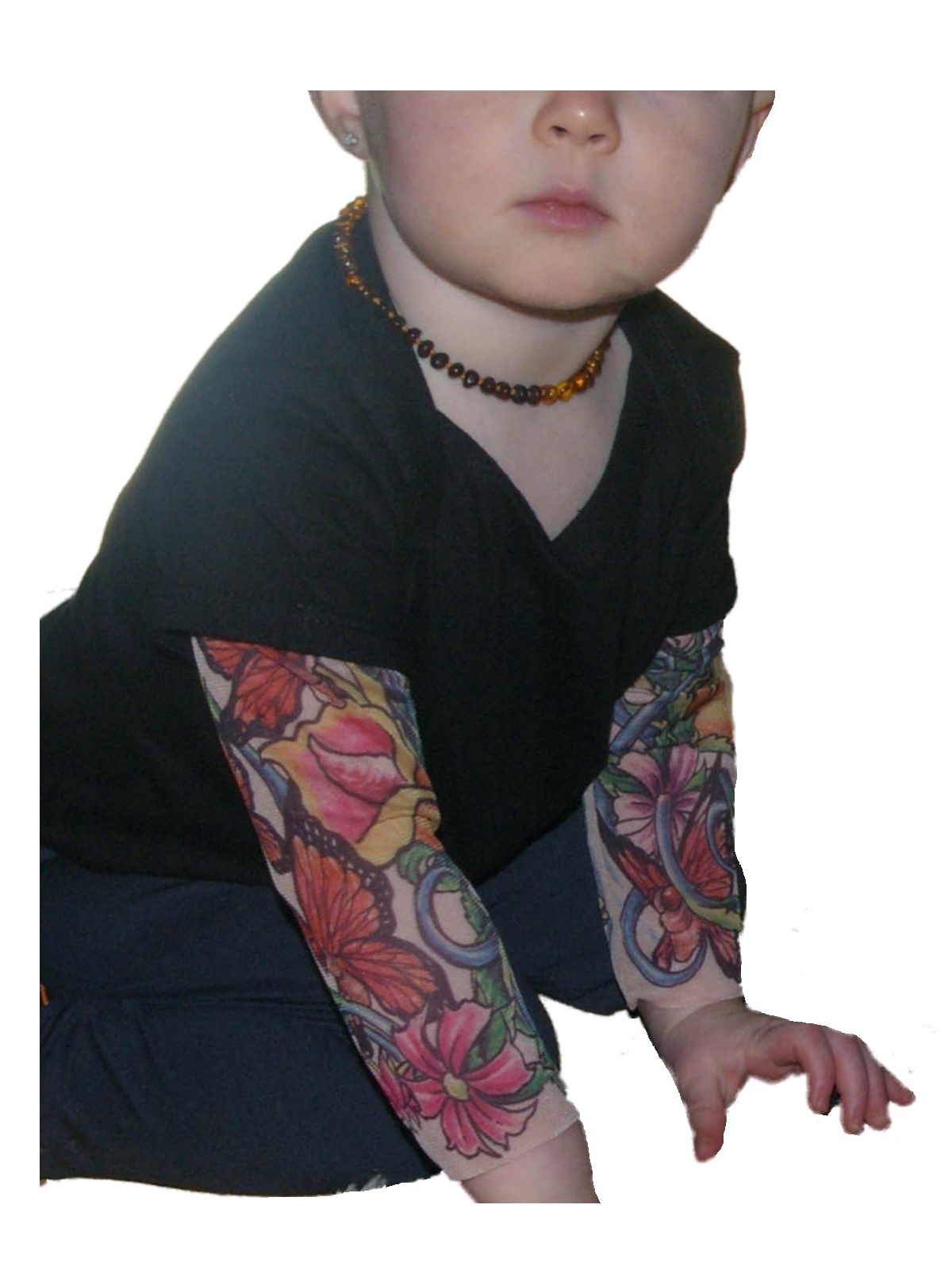 Wild Rose Baby Girl Tattoo Sleeve Shirt Bodysuit Butterfly Flowers Black Walmart Com