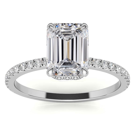 Elegant Brilliance Moissanite Halo Ring in White Gold Plated by Auory for Women
