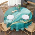 thumbnail image 3 of Cyan Marble Gold Spot Pattern Round Tablecloth 60"x60",Wrinkle Wipeable Table Cloth for Kitchen Dining Room Picnic Patio Party, 3 of 6