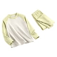 thumbnail image 3 of YunPes Unisex Kids Spring Fall Outfits Contrast Raglan Long Sleeve Pullovers & Pants Kids Soft Cozy Loungewear Set 2pcs, 3 of 6