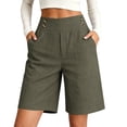 thumbnail image 2 of Only Moment Women's Casual Elastic Waist Lounge Shorts Bamboo Nodes Cotton Comfy Elastic Waist Drawstring Pocket Shorts Pants Cargo Shorts Army Green,3XL, 2 of 7