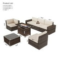 thumbnail image 3 of Sunmthink 7Pcs Outdoor Patio Furniture Set with Fire Pit Table Wicker Rattan Sectional Sofa Patio Conversation Sets-Beige(with Waterproof Cover), 3 of 7