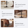 thumbnail image 2 of EOP Modern Upholstered Barstools Set of 2, Adjustable Height Counter Stools with Bentwood, Faux Leather Swivel Bar Stools with Metal Frame, Green, 2 of 7
