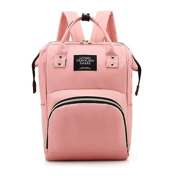 Bolsas para pañales impermeables y elegantes, mochilas de viaje multifuncionales con bolsillos aislados, color rosa, ideal para el cuidado del bebé mientras viaja