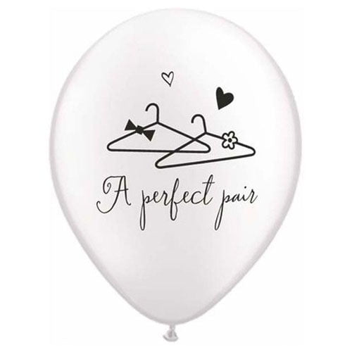 11 inch Qualatex A Perfect Pair - Pearl White Latex Balloons (50 Pack) - Party Supplies Decorations
