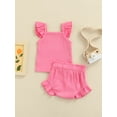 thumbnail image 4 of Coduop 3Pcs Toddler Baby Girls Flying Sleeve Tops+Bloomer Shorts Summer Outfits, 4 of 9