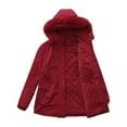 thumbnail image 3 of Itsame Puffer Jackets Womens Winter Coats Pocket Solid Color Cotton for Women Waterproof Jacket Wine Size XL, 3 of 8