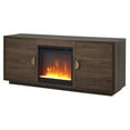thumbnail image 4 of Mid-Century Modern Alder Brown TV Stand with Crystal Fireplace Insert, for TVs up to 65", 4 of 12