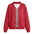 thumbnail image 6 of VIPOIN Kids Varsity Jacket, Snap Button Long Sleeve Bomber Coat with Ribbed Collar, Casual Outerwear, 6 of 6