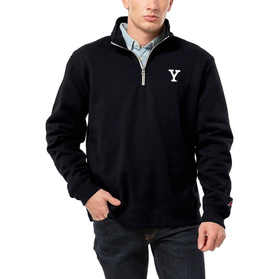 Men's League Collegiate Wear Navy Yale Bulldogs Essentials 2.0 Fleece Quarter-Zip Jacket