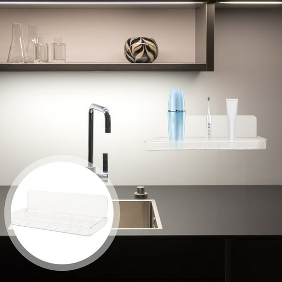 Worgeous Clear Storage Boxes Small Floating Shelf Wall Mounted Design Plastic 1Set