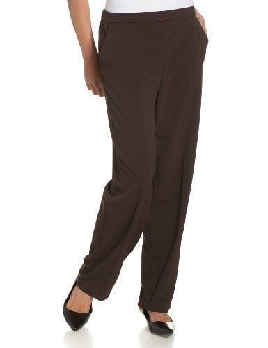 Brown 14 Short Briggs New York Womens Pull On Dress Pant Average Length & Short Length 