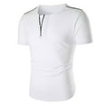 thumbnail image 2 of CEHVOM Men Short-Sleeved V-neck Patchwork Buttons Blouse Pullover TShirt Tops, 2 of 6