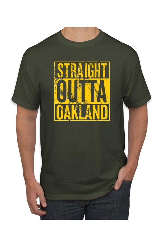 Straight Outta Oakland Oak Fan | Fantasy Baseball Fans | Mens Sports Graphic T-Shirt, Military Green, X-Large
