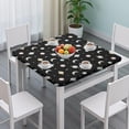 thumbnail image 3 of Black Planet Moon Pattern Square Fitted Tablecloth with Elastic Edge,Square Table Cover,Washable Elastic Table Cover for Home Kitchen Party Decor 36"x36", 3 of 6
