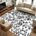 thumbnail image 2 of 6x9 Area Rugs, Black Flower Non-Skid Rubber Backing Large Rectangle Rugs - Living Room Bedroom Home Office, Vintage Farmhouse Boho Leaf Spring Plant Indoor Floor Mat Carpets Washable Rug, 2 of 9