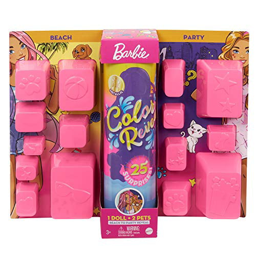 Barbie Color Reveal Doll Set with 25 Surprises Including 2 Pets &  Day-to-Night Transformation: 15 Mystery Bags Contain Doll Clothes &  Accessories for 