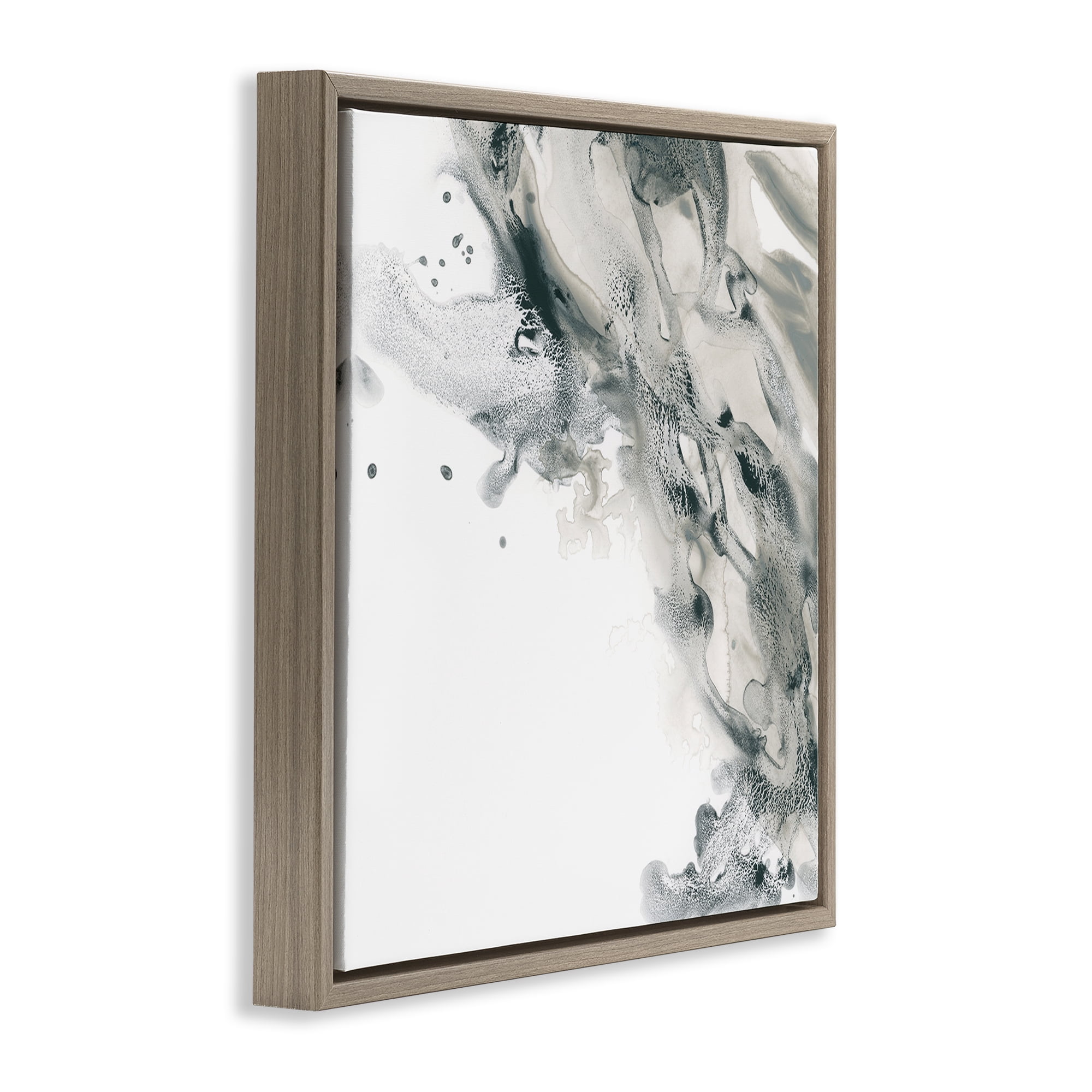 Stupell Industries Grey Swirled Liquid Abstract Painting Brown Floater Framed Canvas Art Print Wall Art, 25 x 25