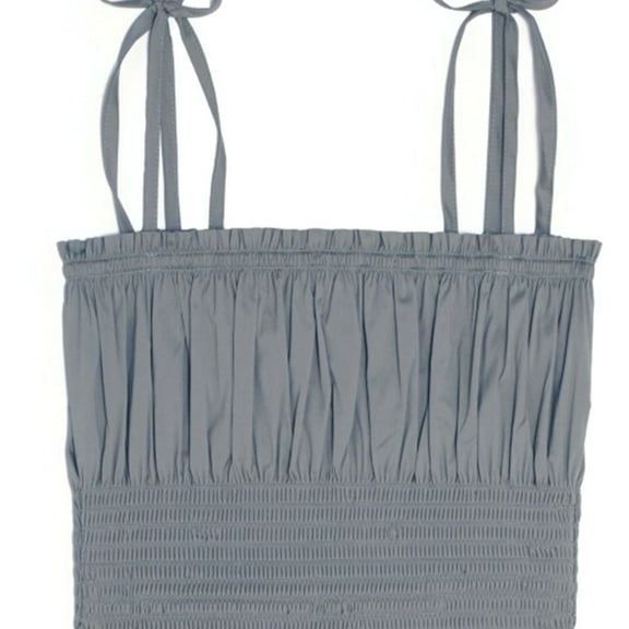 Danielle Bernstein Womens Smocked Tank Top, Blue, Plus Size, 1X