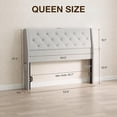 thumbnail image 5 of ARICOEASY Upholstered Foam Headboard Queen Bed with LED Lights, Charging Station, Ergonomic Design, Light Grey, 5 of 8