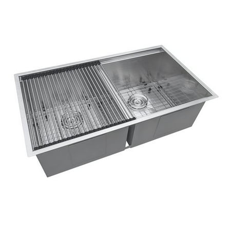 Ruvati Roma Workstation Ledge 33'' L x 19'' W Double Basin Undermount Kitchen Sink