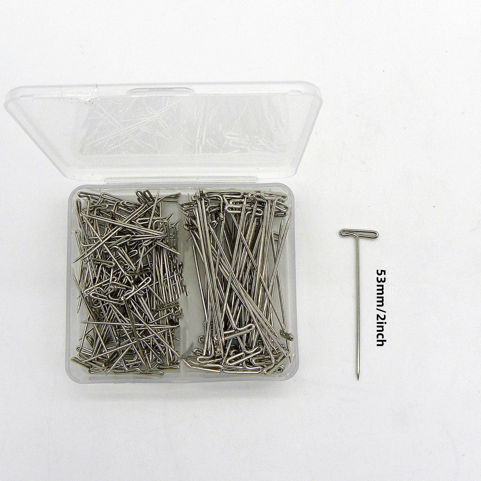 100 Pack Wig T-Pins 2 inch Stainless Steel Wig Pins for Wigs Foam Head T Pins for Sewing Wig T Pins Blocking Pins T Pins for Office Wall with Plastic