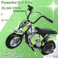thumbnail image 3 of Ziertyon 24V Kids Electric Dirt Bike, 250W Motor, 13.67MPH, Rubber Tires, Twist Throttle, Metal Suspension, Faux Leather Seat, Off-Road Motocross Bike, 3 of 8