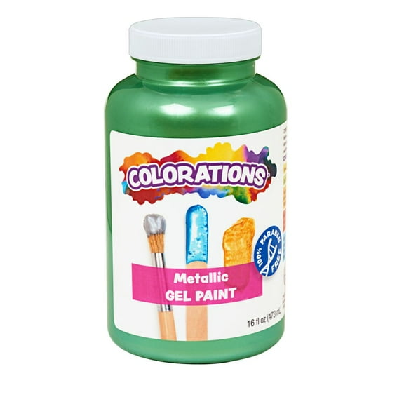 Colorations Paraben-Free Metallic Gel Paint, Green - 16 oz.