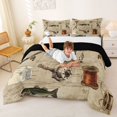 thumbnail image 3 of Castle Fairy Vintage Fishing Gear Tile Queen Comforter Set 3 Pieces,Rod Reel Bass Script Paper Seamless Print Comforter Sets Queen,Sepia Cream,Black Reversible,1 Comforter and 2 Pillowcases, 3 of 6