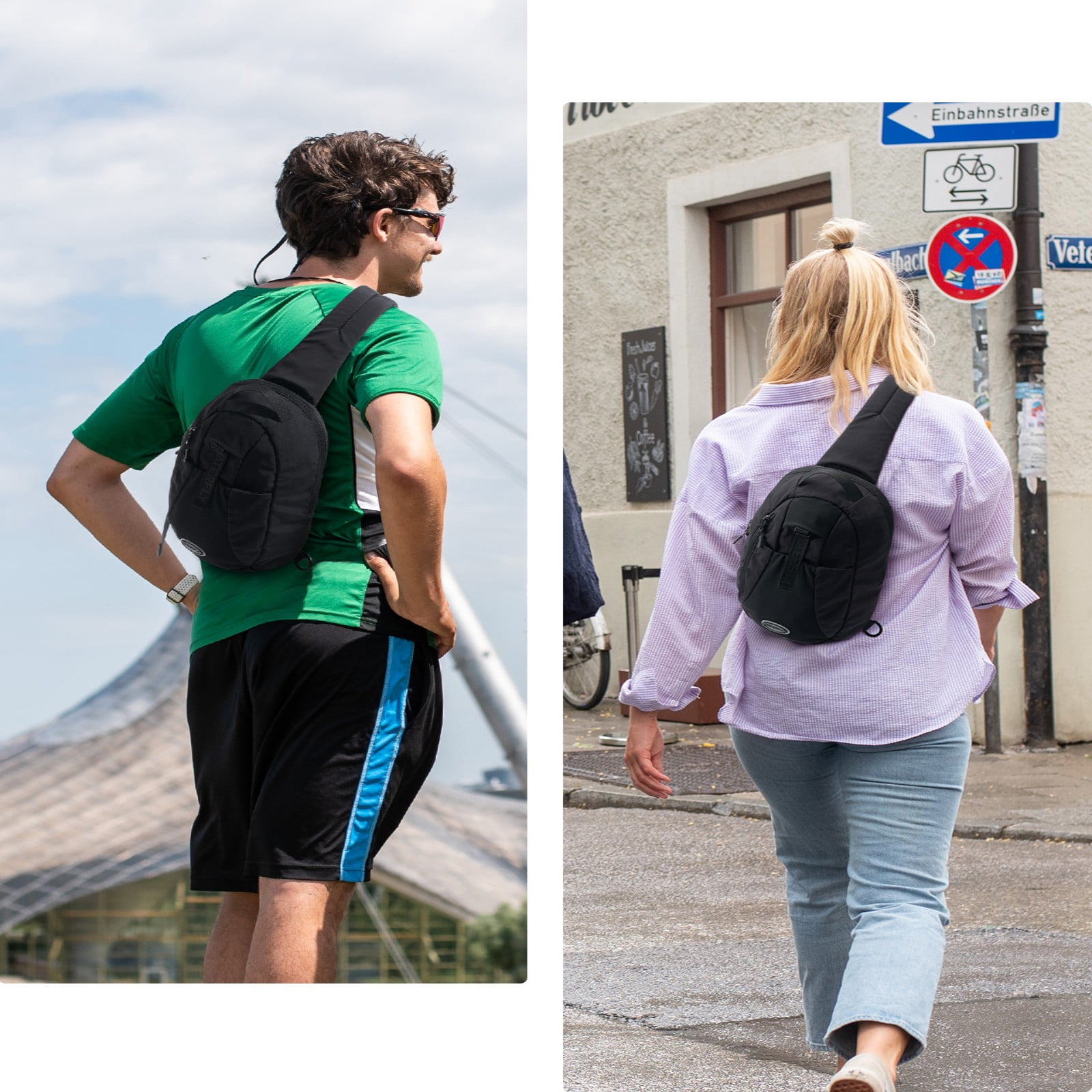 WATERFLY Unisex RFID Blocking Anti Theft Travel Sling Cross-Body Shoulder Chest Bag,Black