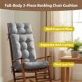 thumbnail image 6 of Millsilo 3-Piece High Back Rocking Chair Cushion Set, 52" Seat & Back Support with Detachable Neck Pillow, Non-Slip Bottom & Ties— Gray, 6 of 8