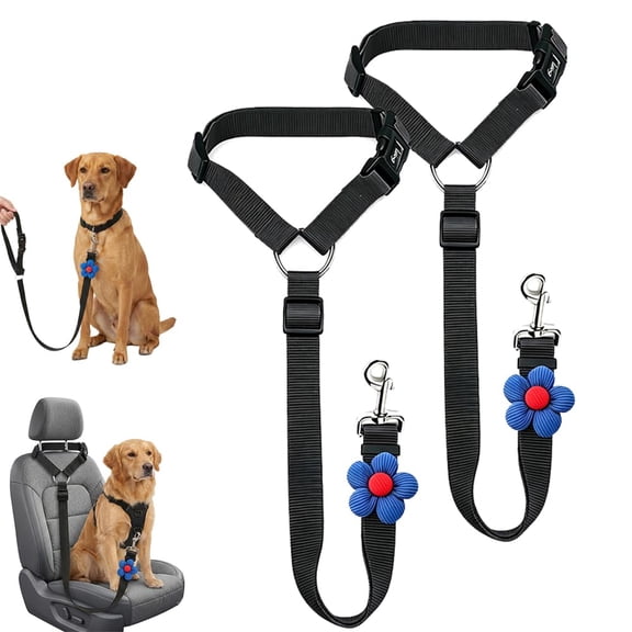 Dog Car Seat Belt, 2026 New Adjustable Car Headrest Restrain Nylon Pet Safety Leash, 2 in 1 Durable Car Harness for Dogs