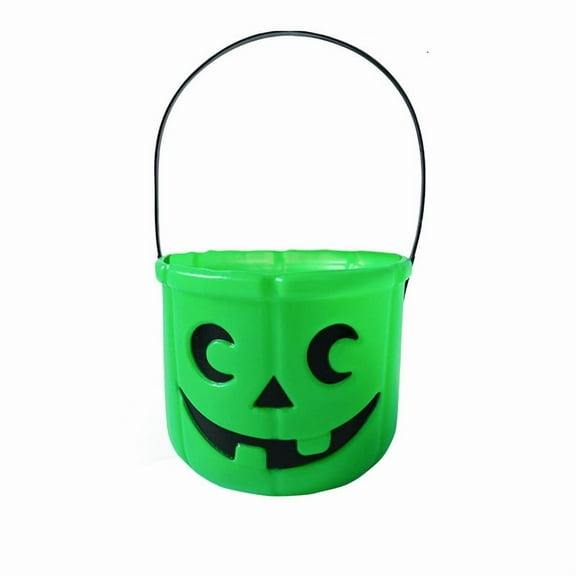 Halloween Pumpkin Bucket Candy Container - Durable Plastic Trick or Treat Basket with Handle for Klds & Adults, Festive Party Decor, Role-Play Prop, Lightweight & Odor-Free Halloween Accessory