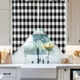 thumbnail image 5 of Swag Curtains Valances for Windows, Black White Checkered Plaid Short Kitchen Window Curtains Over Sink, Rustic Farmhouse Pattern Cafe Curtains Panel Set Of 2,Rod Pocket, 36 Inches Length, 5 of 8