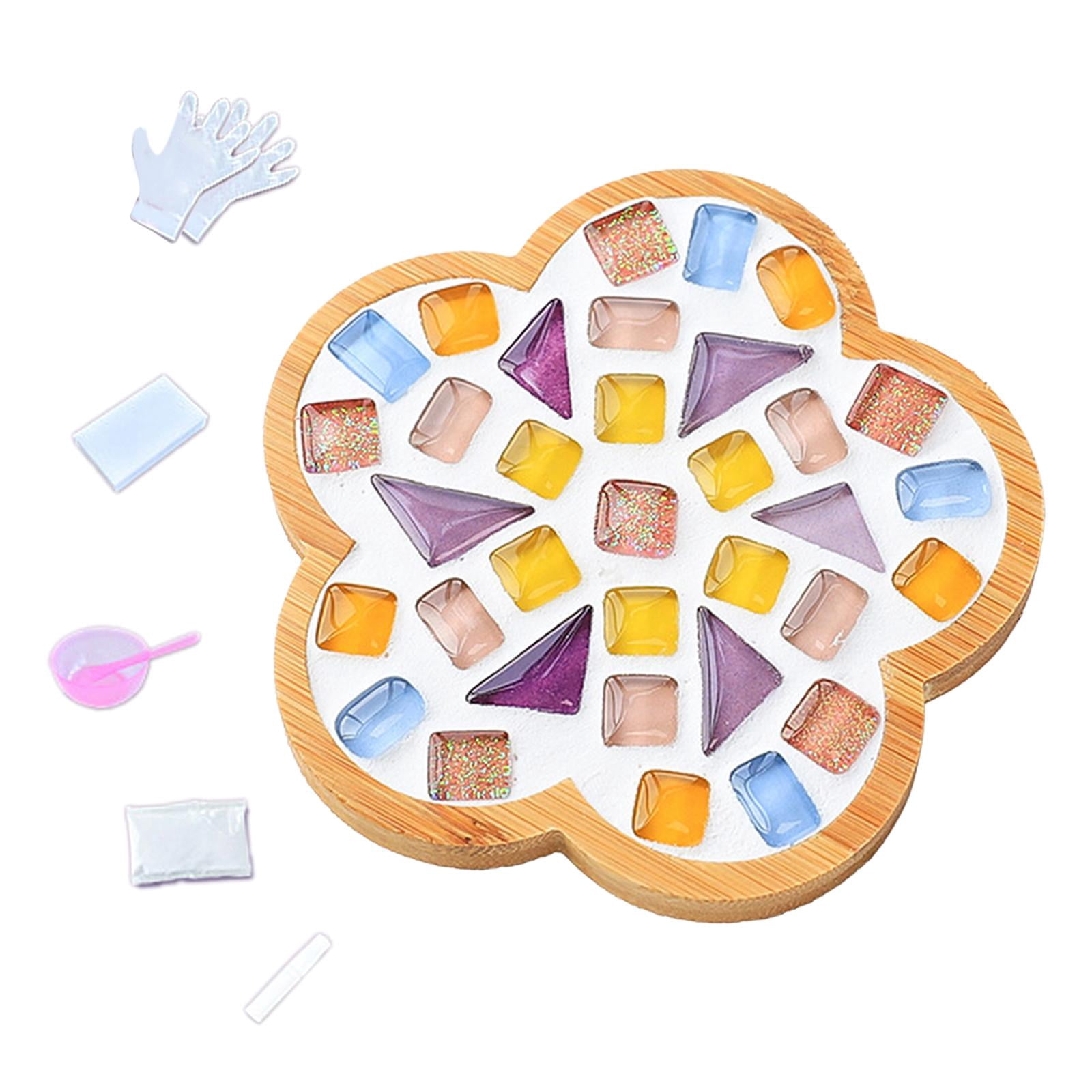 DIY Mosaic Coaster Holiday Gift Place Mat Cup Holder Children's Educational Toys Glass Mosaic Tiles for Home Ornament Dining Table D