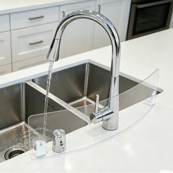 DRAFIDEEP Clear Acrylic Splash Guard for Kitchen Sink - Countertop Protector and Water Splash Shield