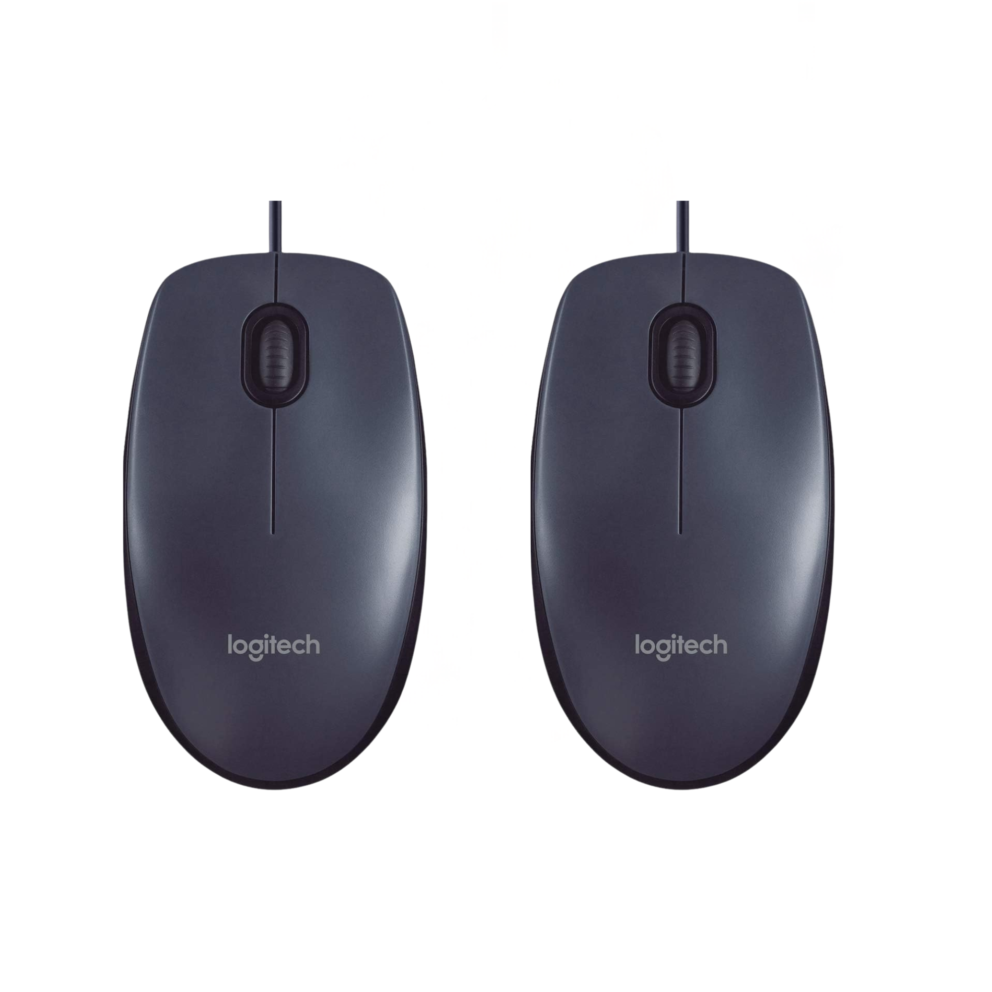 Logitech B100 Wired USB Mouse, 2 Pack, 1000 DPI Optical Tracking, Ambidextrous Design, Plug-and-Play, Black