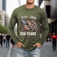 thumbnail image 5 of 250Th Anniversary Usa Casual Long Sleeve T Shirt Athletic Fit Crew Neck Mens Tees Army Green XXXL, 5 of 6