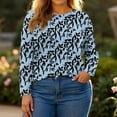 thumbnail image 5 of TQWQT Women's Plus Size Tops Dressy Fall Long Sleeve Tunic Tops Floral Graphic Tees Crewneck Tunic Shirts Loose Casual Outfits for Women Blue 5XL, 5 of 5