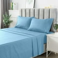 thumbnail image 5 of 3 Piece Striped Bed Sheets Twin Size Set, Super Soft Fitted Flat Sheet & Pillowcase Sets, Easy Care, Fade Resistant, Deep Pocket, 5 of 5