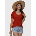 thumbnail image 3 of Womens Summer Tops Casual Square Neck Short Sleeve T Shirts, 3 of 6