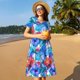 thumbnail image 4 of Easygdp Bright Flowers para Vestido Transpirable de Mujer, Vestido Suelto de Manga Corta con Pliegues y Bolsillos para el Verano, 4 of 6