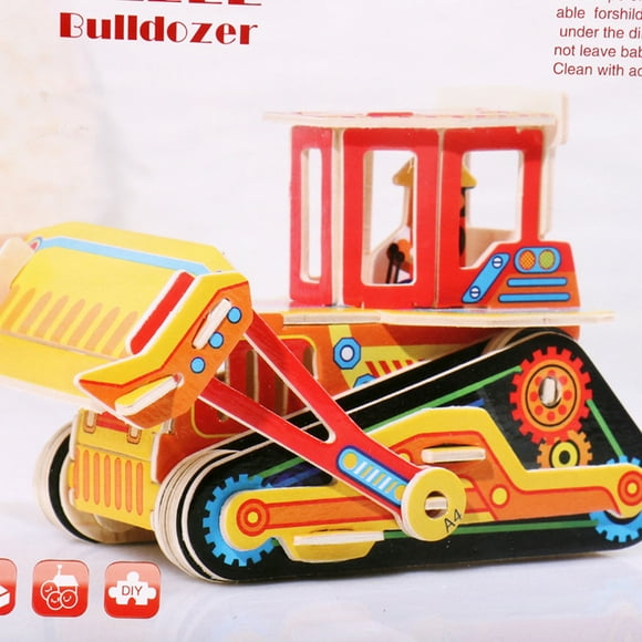 EGNMCR Children's Early Education Puzzle Wooden Assembling Car 3D Three-dimensional Puzzle brain game Birthday Gifts for Kids