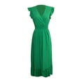 thumbnail image 6 of THDHVS Womens Summer Dresses,Dresses for Women 2025,Women's Bohemian Solid V-Neck Long Beach Sun Dresses Sleeveless Solid Maxi Dress Green S, 6 of 7