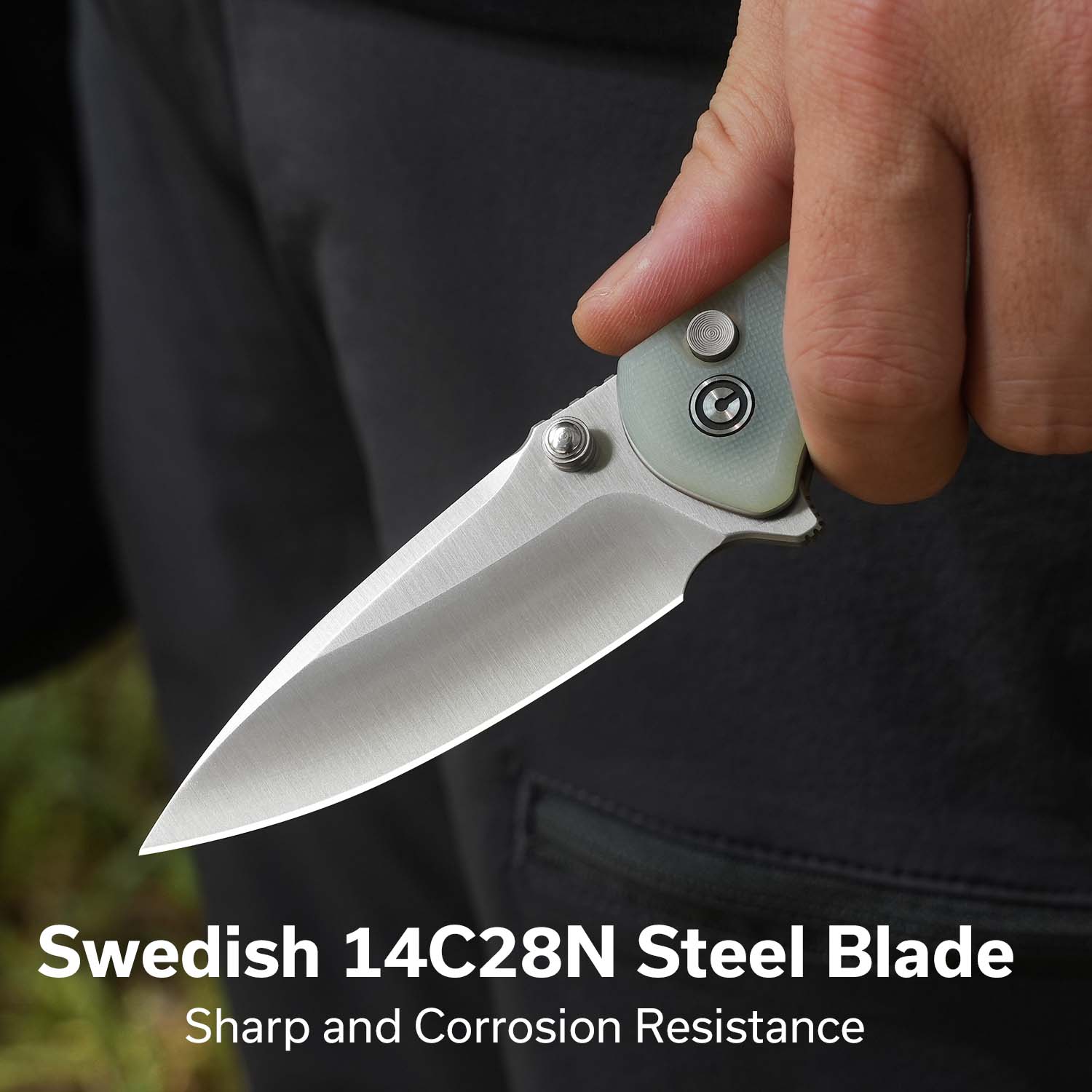 CIVIVI Faeger Pocket Folding Knife with 2.98" 14C28N Blade and Milled White and Black Layered G10 Handle C24031-3