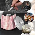 thumbnail image 4 of Yayeee Ashtray with Lid for Cigarette Smokeless Stainless Steel Home Ash Holder, Soft Brown Pattern, 4 of 7
